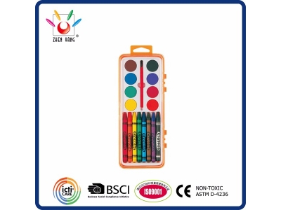 16 Watercolor and Crayon Set In Shrink Wrapped
